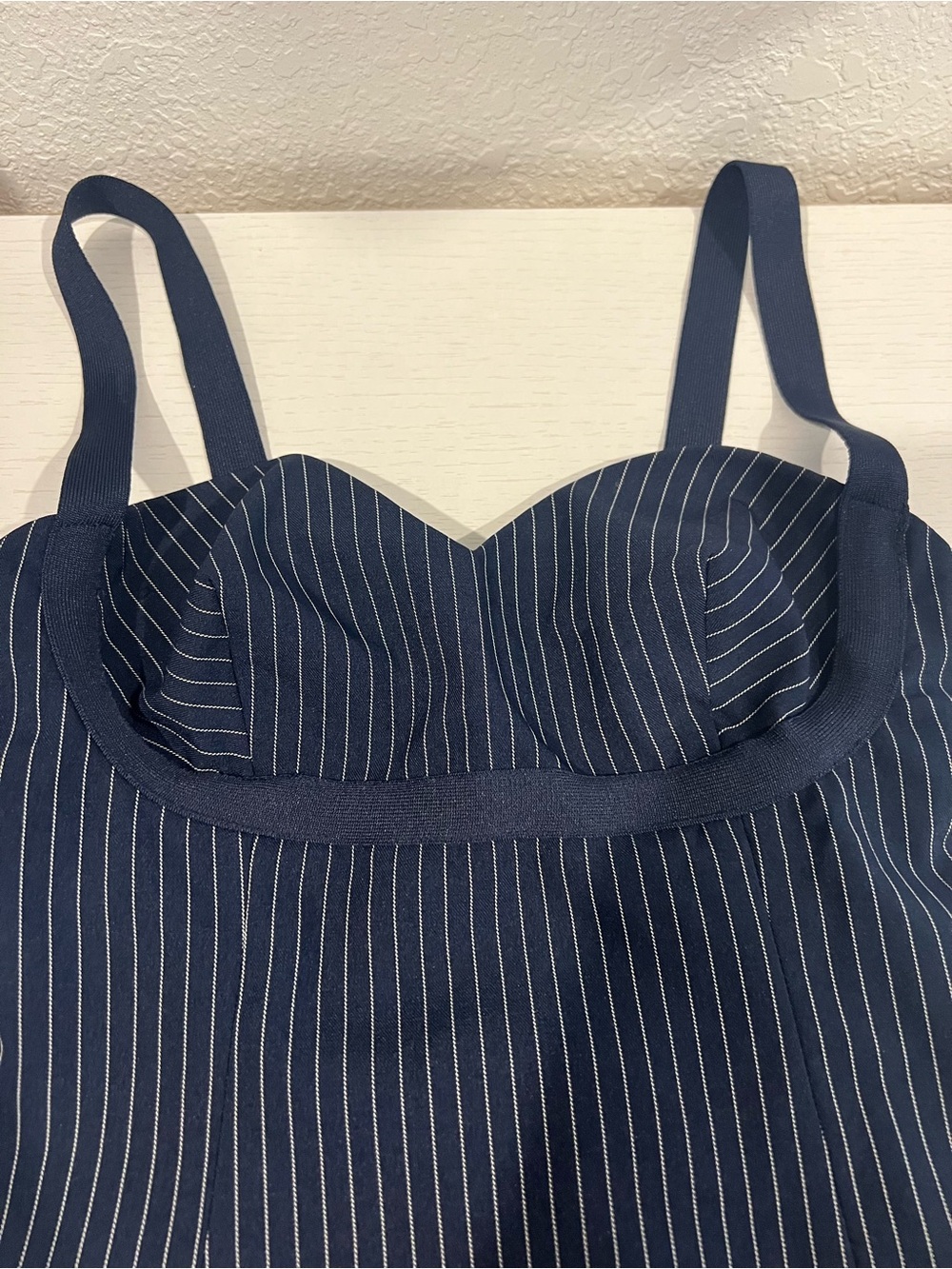 Princess Polly Navy Pinstripe Bustier Top with Adjustable Straps - Picture 5 of 5